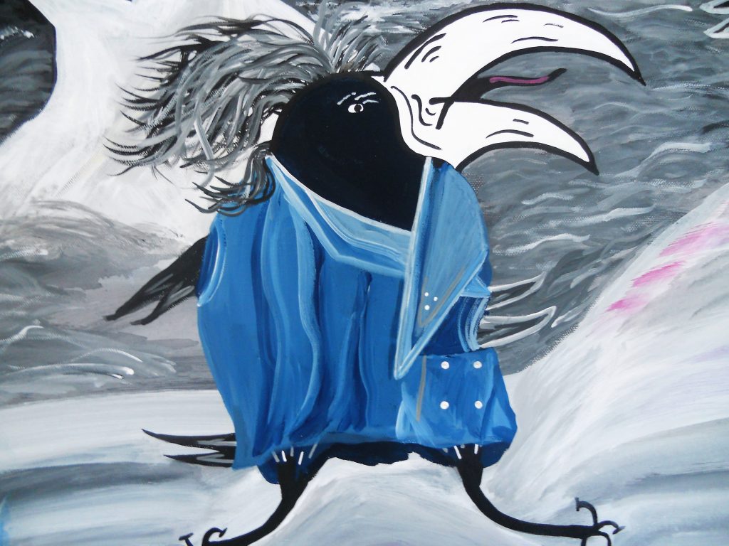 Rabe, Acryl, Rabengeschichte, Romy Rizzi, Malerei, Krumpendorf, Pritschitz